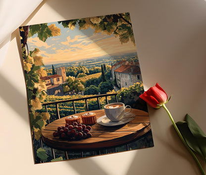 Affiche Petit-Déjeuner Français à Bordeaux – Art Print Vignoble et Canelés