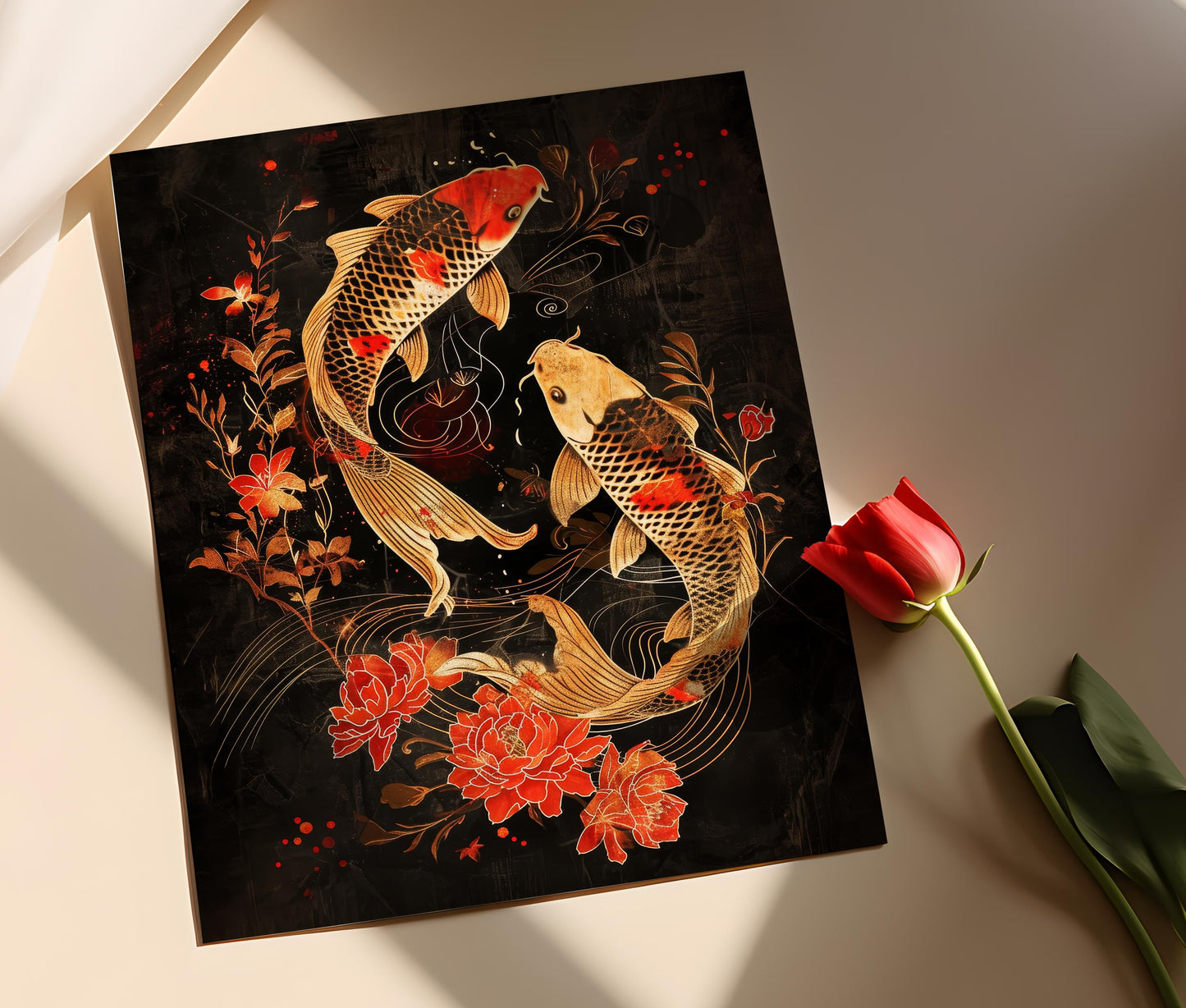 Affiche Poisson Koi Japonais – Toile Élégante pour Décoration et Cadeau