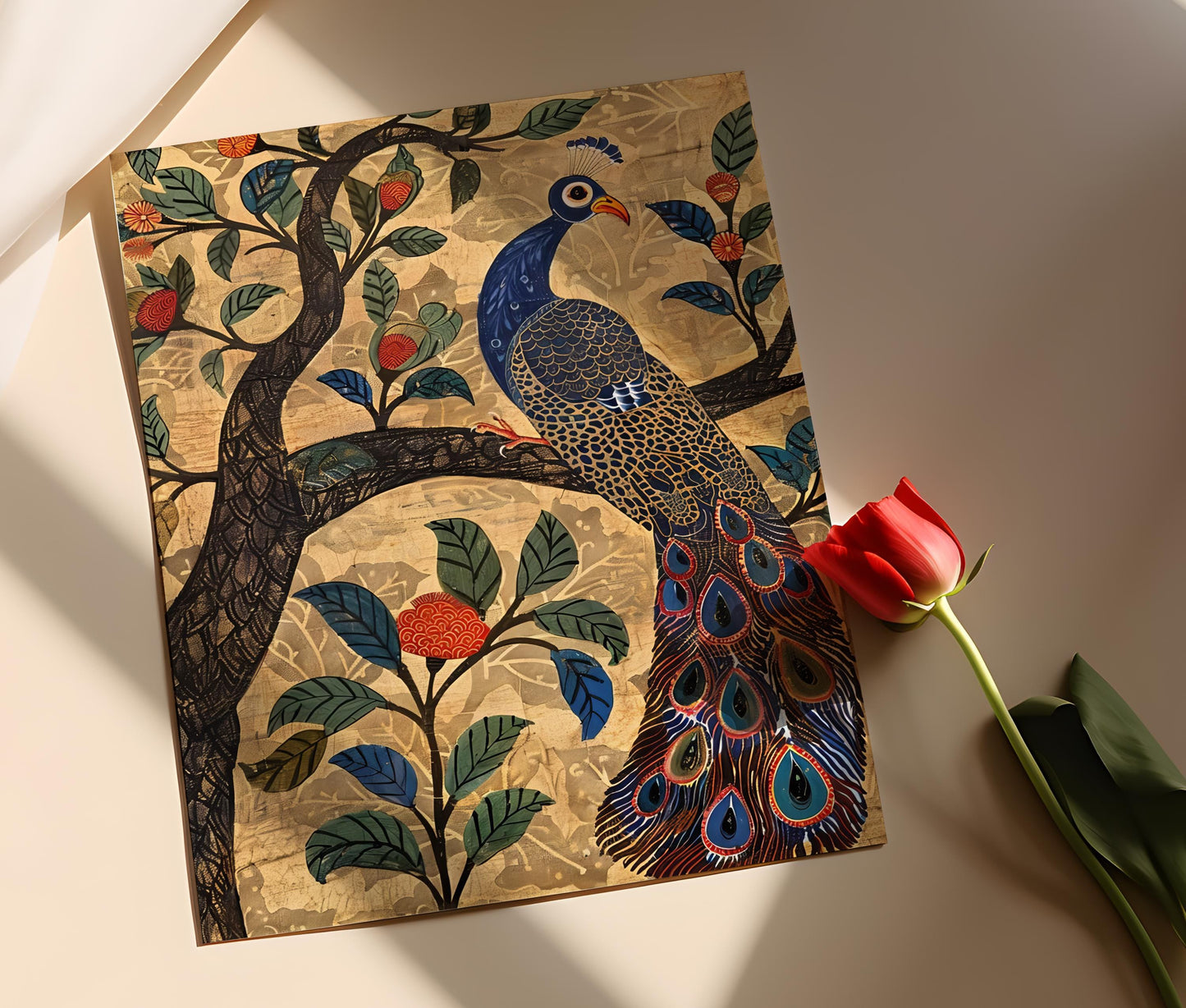 Affiche Kalamkari Intricate – Impression Artisanale Textile Décor Global