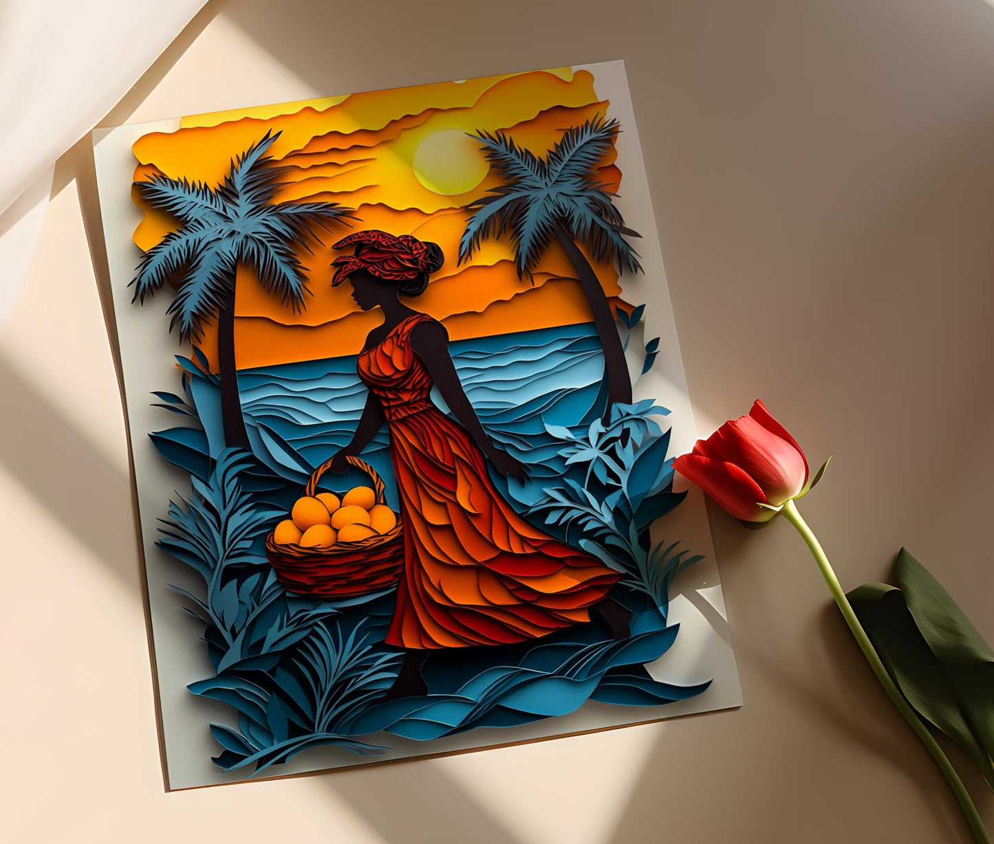 Affiche Femme Mangue Jamaïcaine – Poster Décor Tropical et Coloré