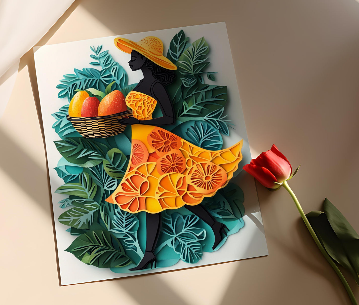 Affiche Femme Papaye Jamaïcaine – Art mural des Caraïbes