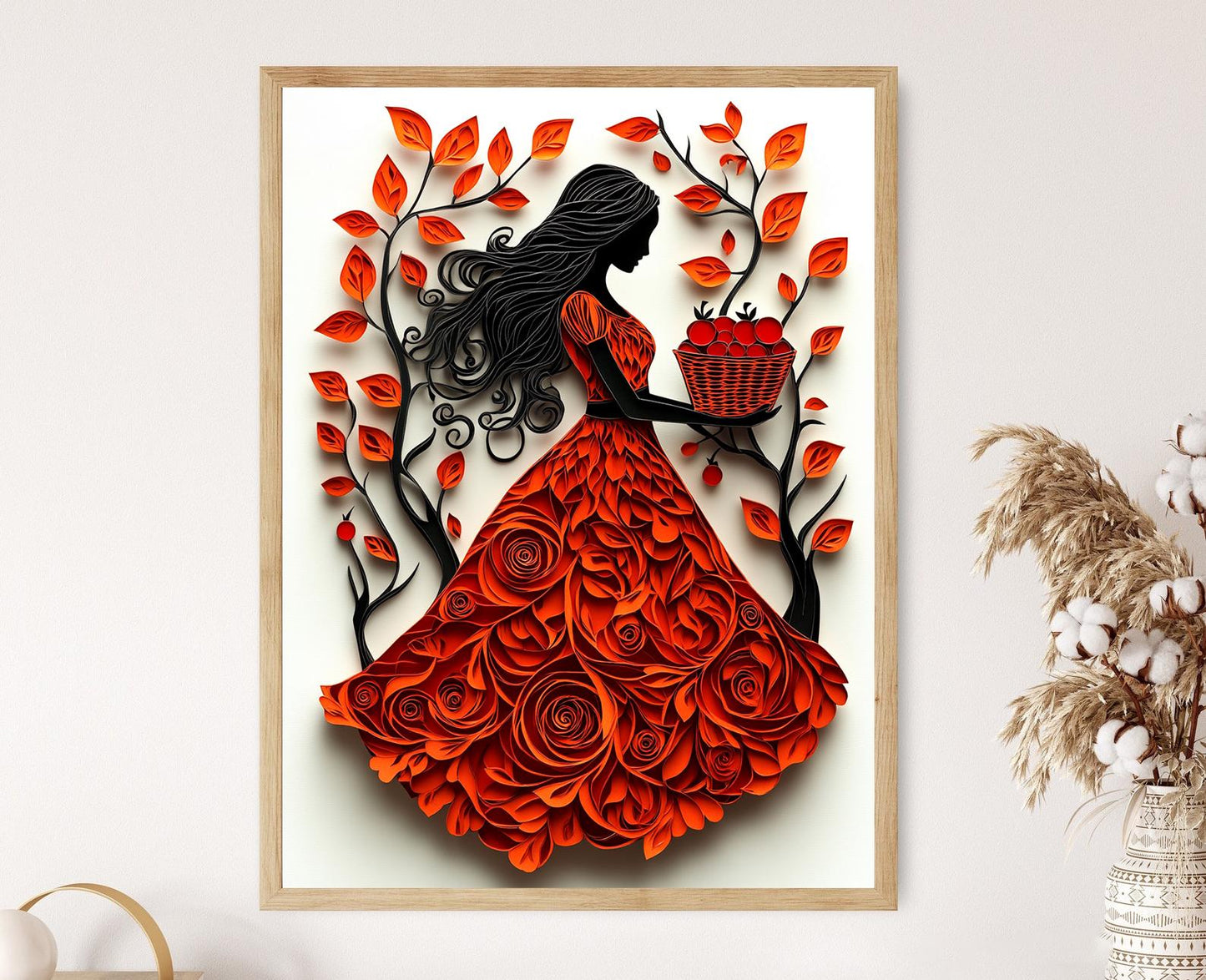 Affiche Femme Tamoule et Tomates – Illustration Chic Indienne