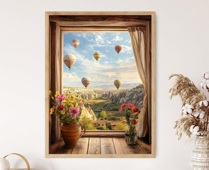 Affiche Montgolfière en Cappadoce – Décor Rustique de Voyage en Turquie