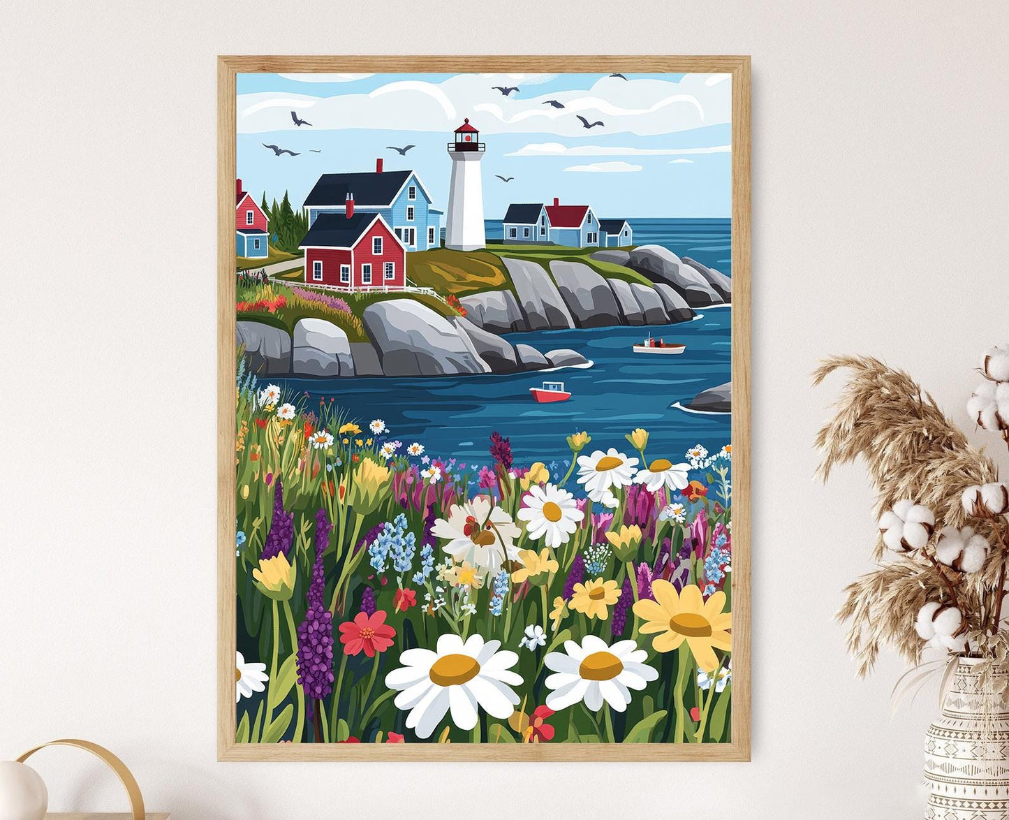 Affiche Phare de Peggy's Cove – Poster Art de Nova Scotia Coastal Village