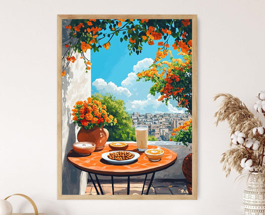 Affiche Halwa Puri à Lahore – Poster Art de la Mosquée Badshahi