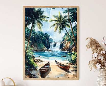 Affiche Kribi – Illustration des Chutes Lobé et Océan Atlantique