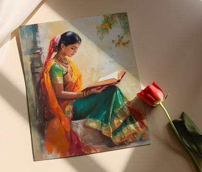 Affiche Femme Indienne en Saree – Art Élégant et Culturel Boho