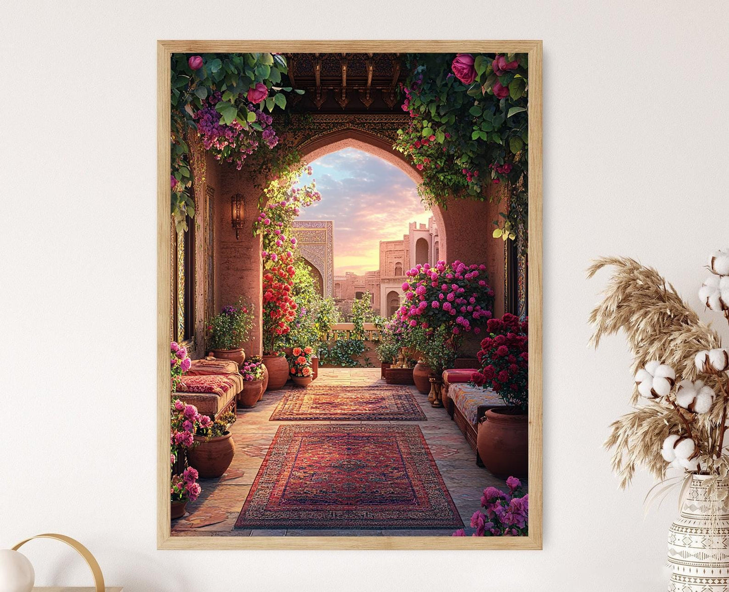 Affiche Jardin Rooftop Shiraz – Illustration Roses et Grenade
