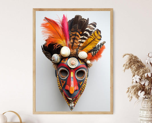 Affiche Masque Tribal de Papouasie-Nouvelle-Guinée – Art aux motifs audacieux