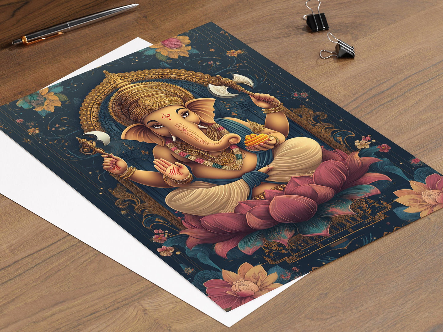 Affiche Lord Ganesha – Impression artistique décor spirituel hindou avec Modak