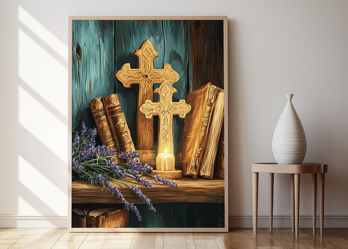 Affiche Croix en Bois – Illustration Rétro pour Décoration Murale