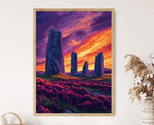 Affiche Pierre de Callanish au Crépuscule – Poster Art Écossais Élégant