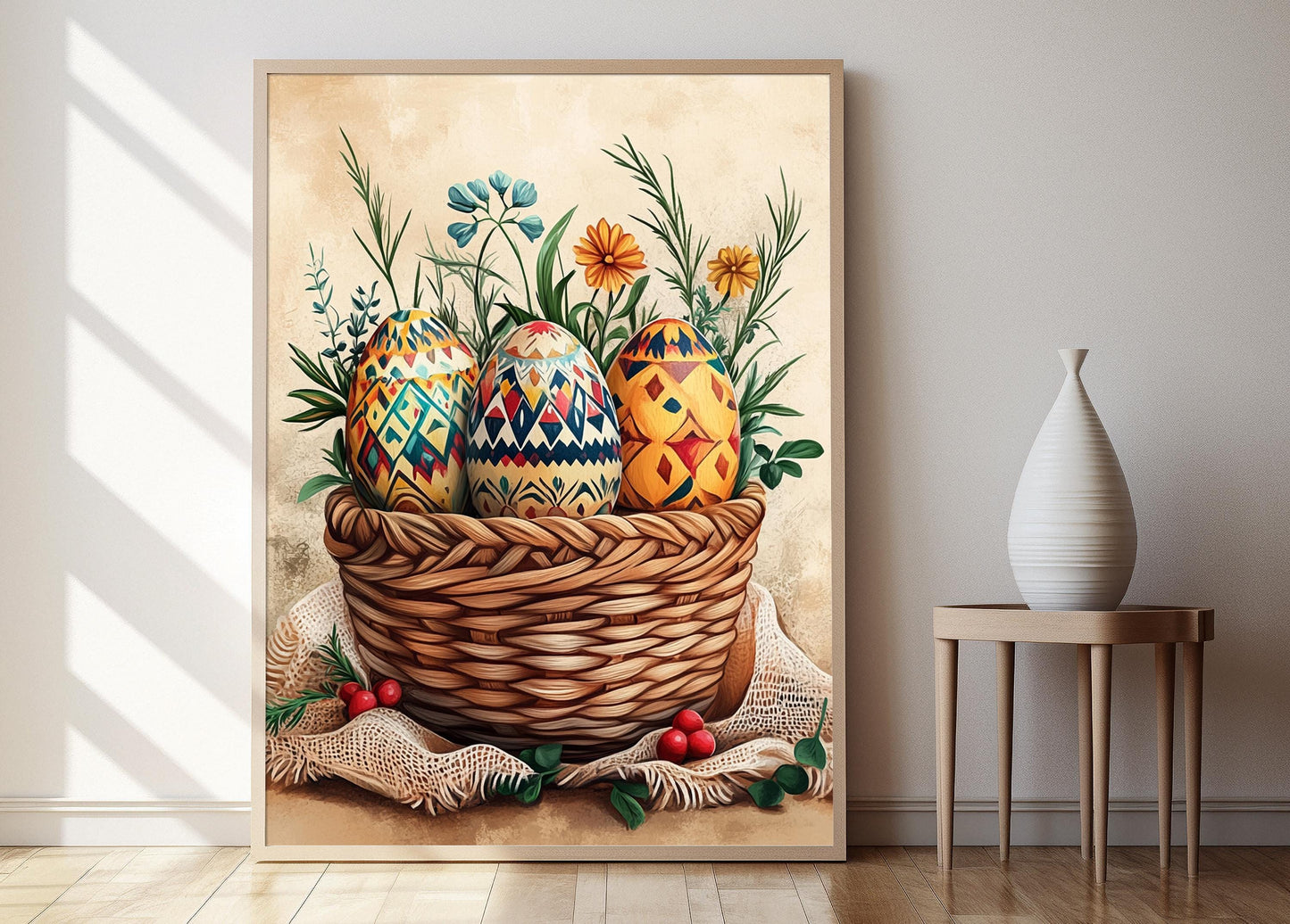 Affiche Wycinanki – Illustration d'œufs décoratifs traditionnels