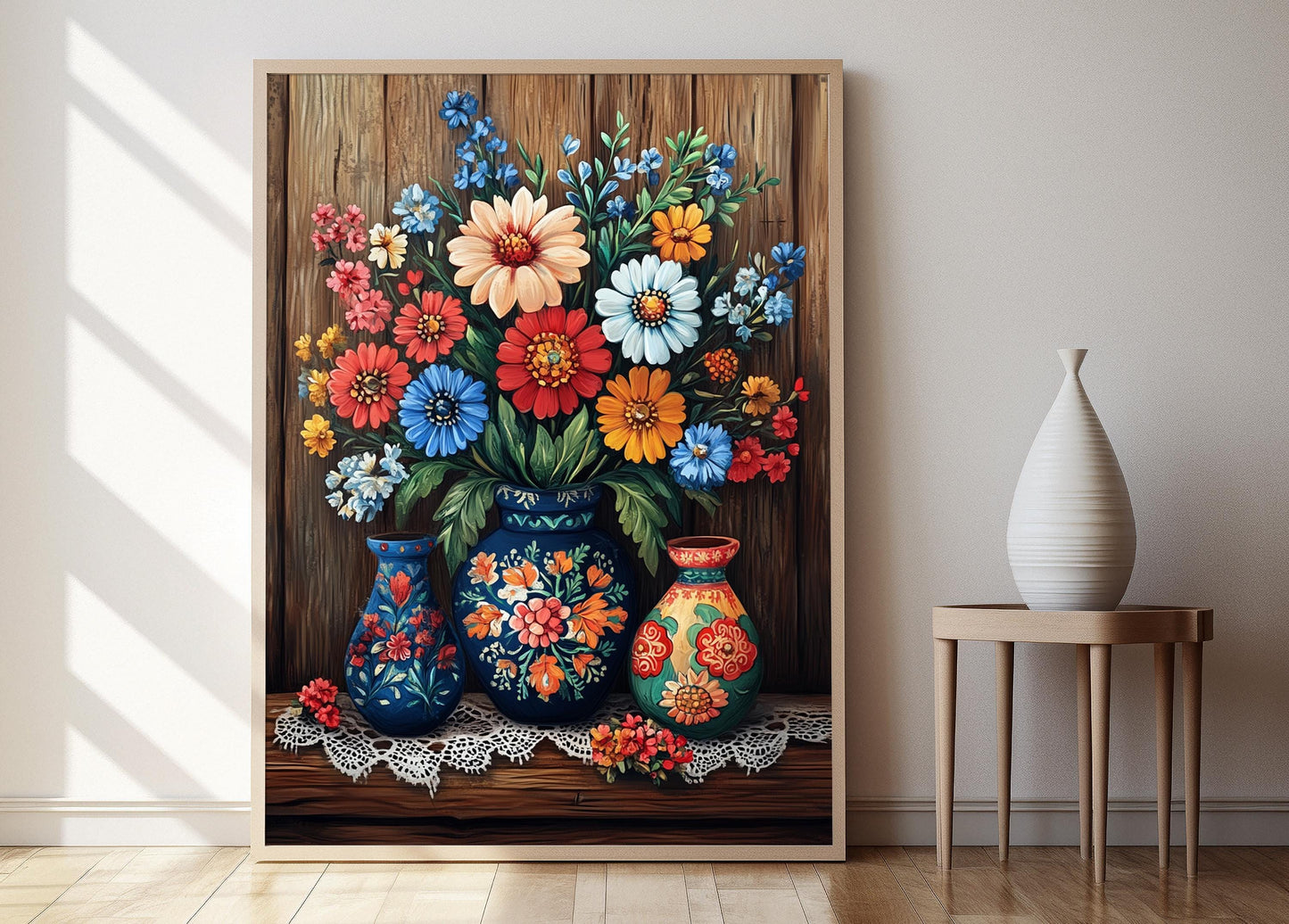 Affiche Wycinanki Florale – Poster Illustration d'Ornements Rustiques