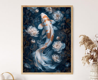 Affiche Poisson Koi – Impression artistique aquarelle peint à la main