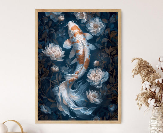 Affiche Poisson Koi – Impression artistique aquarelle peint à la main