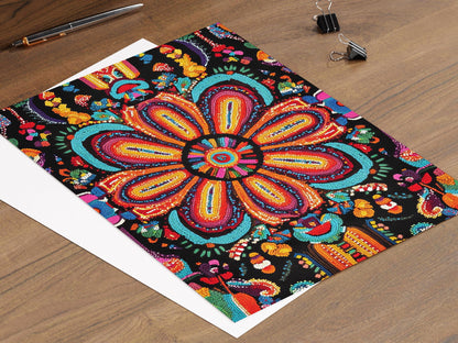 Affiche Art Perles Choctaw – Impression Colorée Design Amérindien