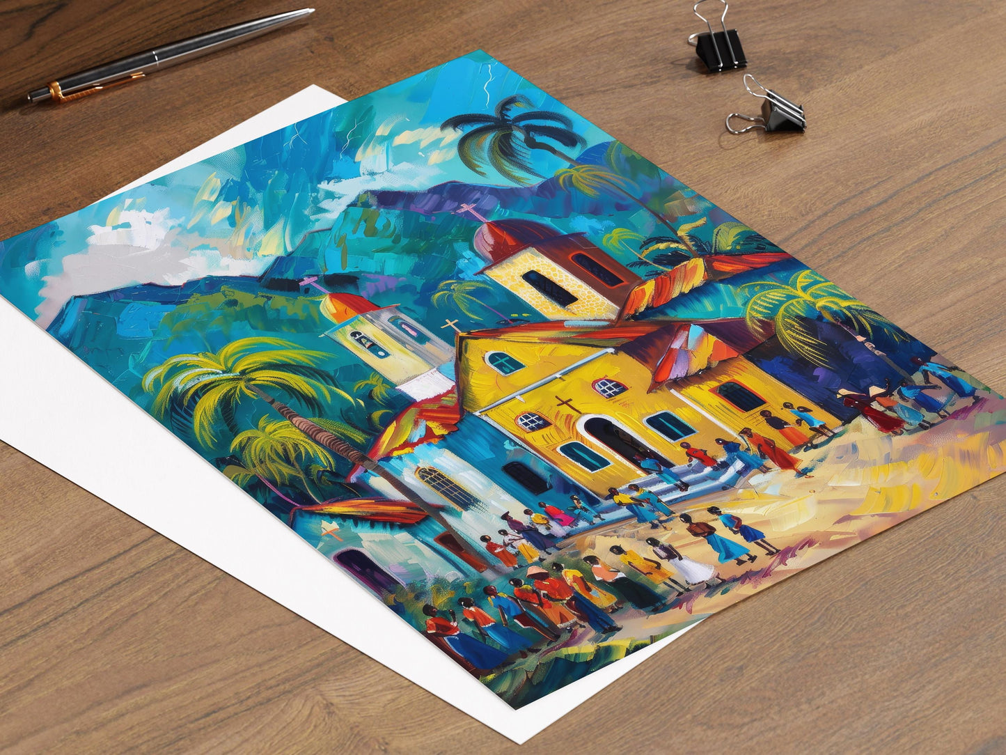 Affiche Église Haïtienne – Impression Artistique Culturelle, Cadeau Décoratif