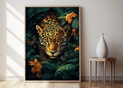 Affiche Jaguar Brésilien – Illustration Tribale et Art de la Forêt Tropicale