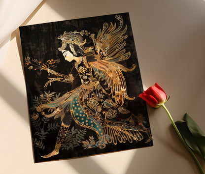 Affiche Wayang Kulit – Art Print de Marionnettes Ombragées Indonésiennes