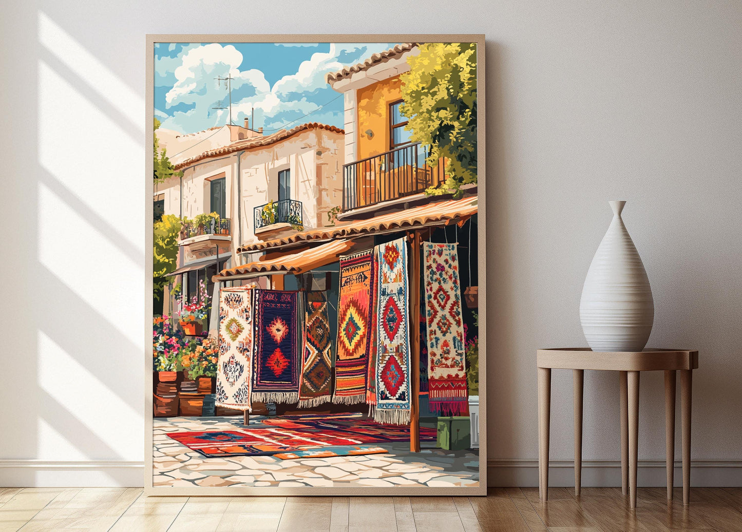 Affiche Tapis Libanais – Illustration du Marché des Textiles Artisanaux