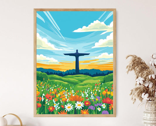 Affiche Anges du Nord – Poster Art avec Fleurs Sauvages et Collines Vertes