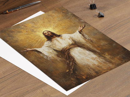 Affiche Jésus Christ aux bras ouverts – Impression lumineuse chrétienne