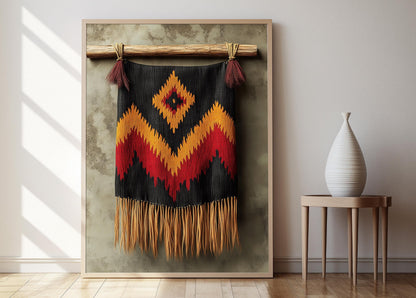 Affiche Wayuu – Impression géométrique d'art textile colombien
