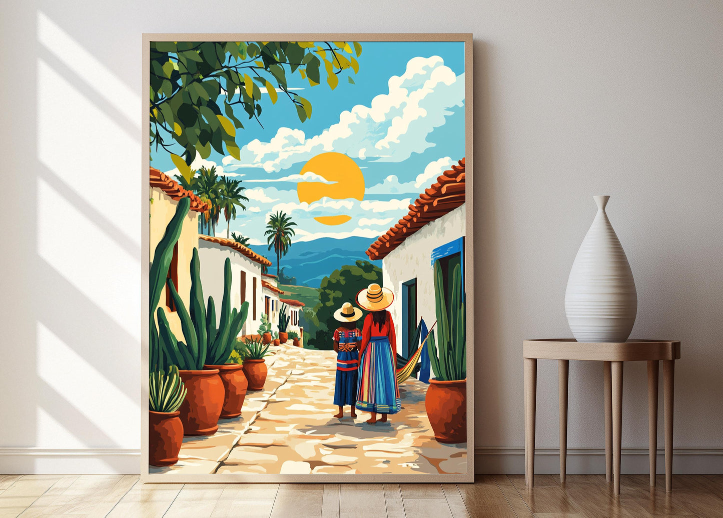 Affiche Scène de Famille Wayuu – Impression d'Art Populaire Colombien