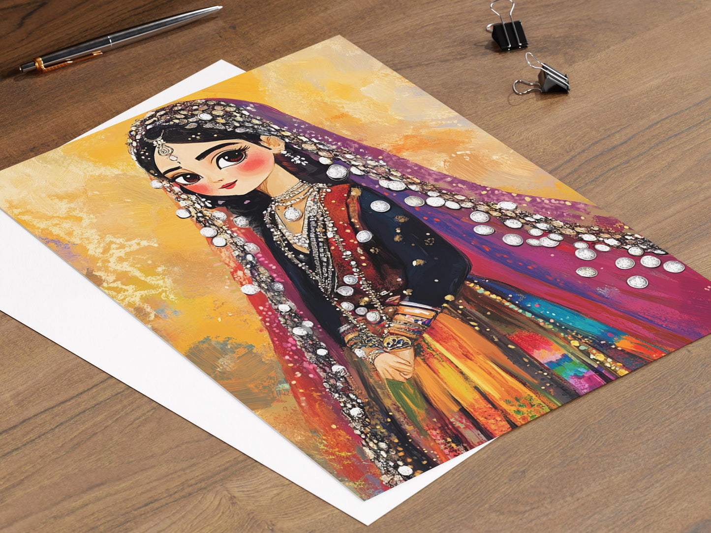 Affiche de Mariage Kurde – Poster de Robe Traditionnelle et Voile