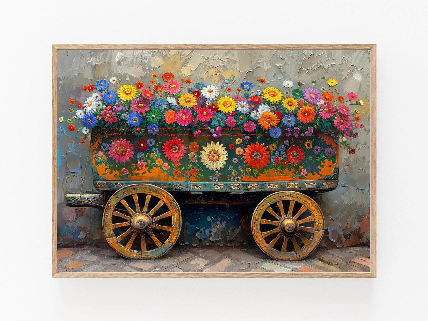 Affiche Chariot en Bois Sarchí – Art mural costaricain élégant