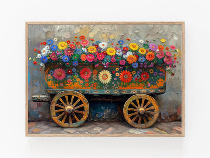 Affiche Chariot en Bois Sarchí – Art mural costaricain élégant