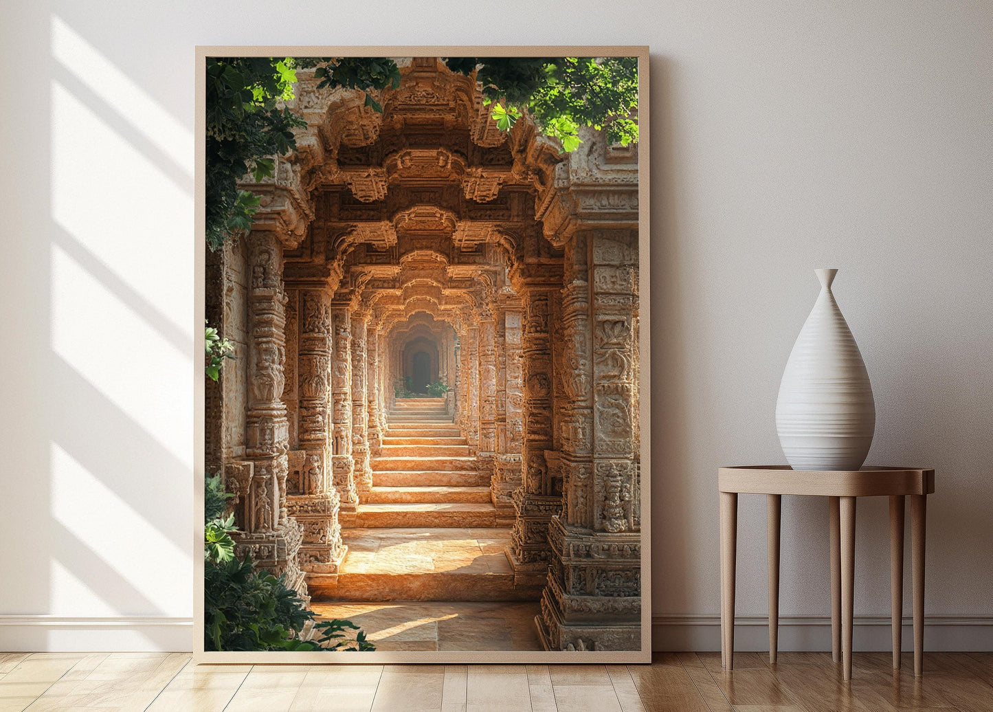 Affiche Architecture des Escaliers de Gujarati – Poster Art des Sculptures En Pierre