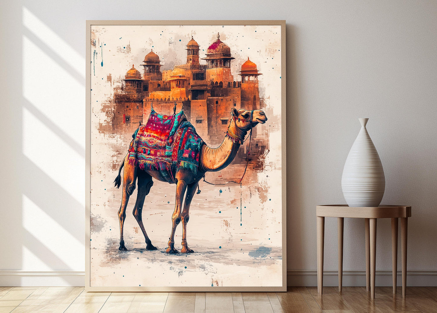 Affiche Rann de Kutch – Poster Art Camel, Broderie Gujari et Paysage désertique