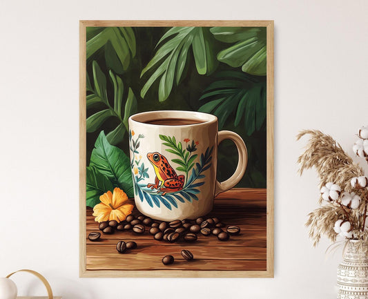 Affiche Tasse en Céramique Porto-Ricaine – Art Coquí Décor de Cuisine