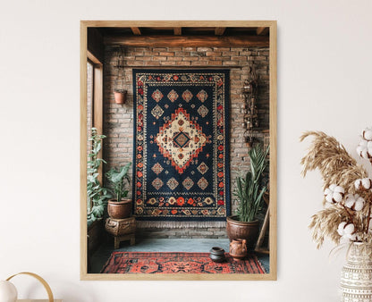 Affiche Ajrak Sindhi – Poster Art Imprimé Traditionnel Pakistanais