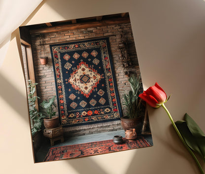 Affiche Ajrak Sindhi – Poster Art Imprimé Traditionnel Pakistanais