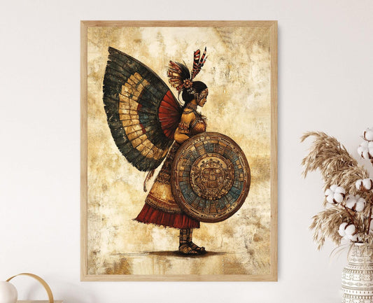 Affiche Itzpapalotl – Poster de la Déesse Guerrière Aztèque et Papillon Obsidien