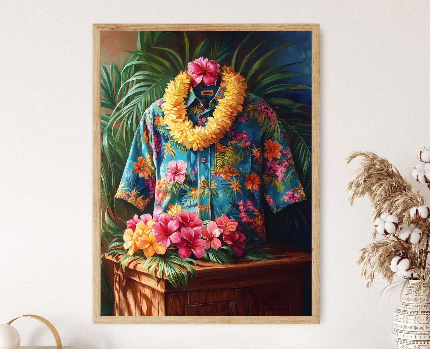 Affiche Aloha – Poster Illustration de Chemise et Haku Lei Hawaïenne
