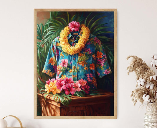 Affiche Aloha – Poster Illustration de Chemise et Haku Lei Hawaïenne