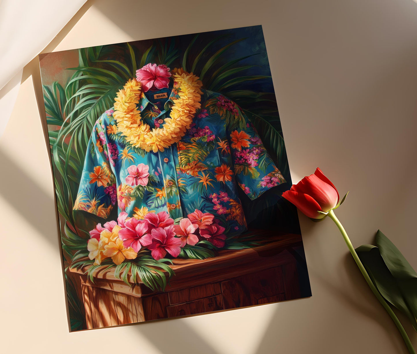 Affiche Aloha – Poster Illustration de Chemise et Haku Lei Hawaïenne