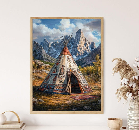 Affiche Tipi Noir – Impression d'Art Amérindien Tribale
