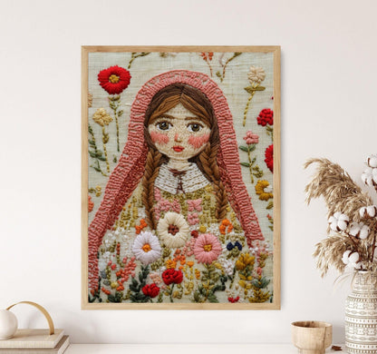 Affiche Folklore Serbe – Poster Art de l'Embroidered Fille Balkane