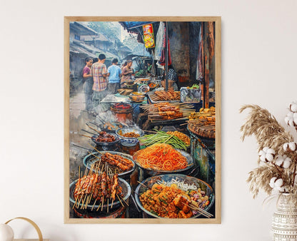 Affiche Marché de Street Food à Bandung – Art Visuel Culinaire Indonésien