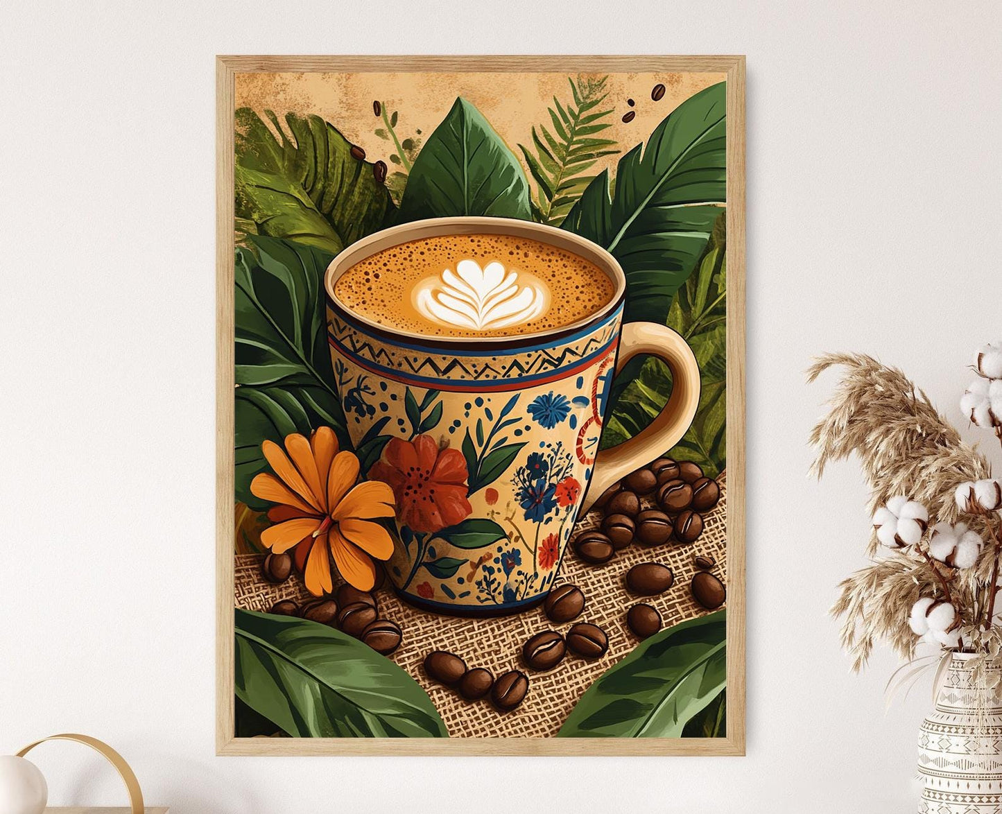 Affiche Café Brésilien – Imprimé Art Amazonien, Décor Rustique Chaleureux