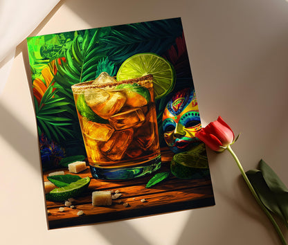 Affiche Caipirinha Brésilienne – Décor Tropical Festif Inspiré du Carnaval