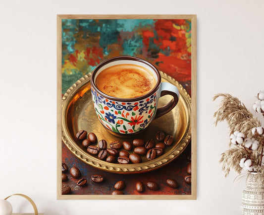 Affiche Café Indien – Illustration Tasse en Céramique & Boisson Épicée