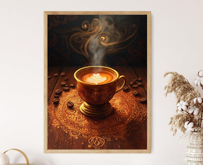 Affiche Café indien – Illustration de tumbler en laiton, déco sud-indienne