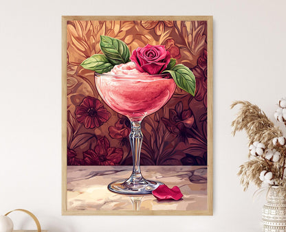 Affiche Basilic et Rose – Illustration de Boisson Mughal en Art Print