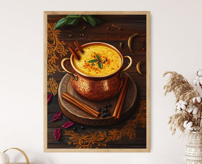 Affiche Lait de Curcuma – Illustration Haldi Doodh, Décor Indien